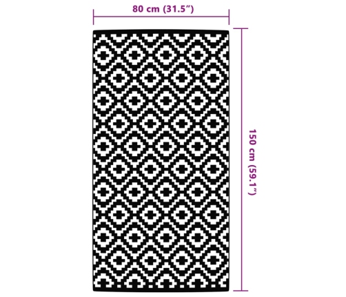 Alfombra de exterior PP ARAKIL gris 80x150 cm