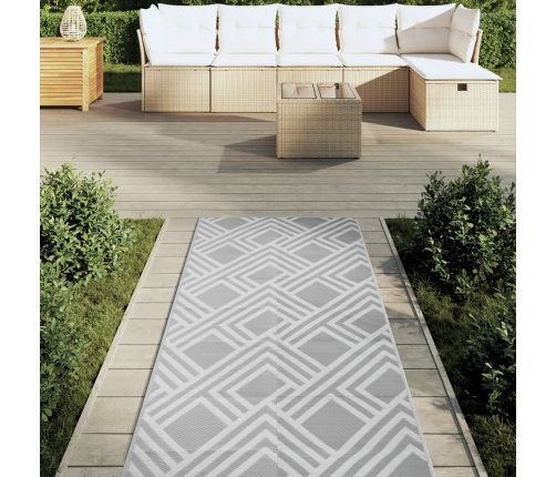 Alfombra de exterior PP gris 80x250 cm