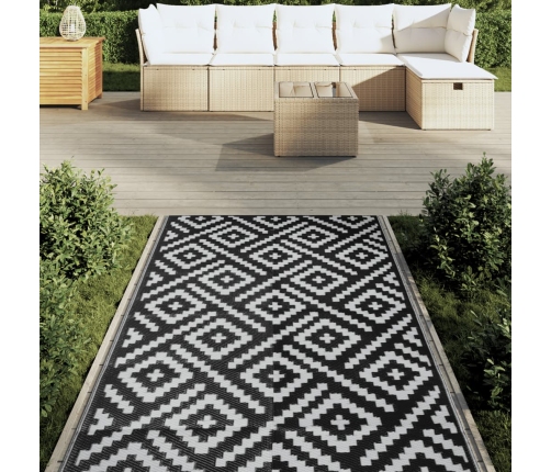 Alfombra de exterior ARAKIL blanca y negra 120x180 cm PP