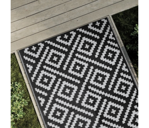 Alfombra de exterior ARAKIL blanca y negra 120x180 cm PP