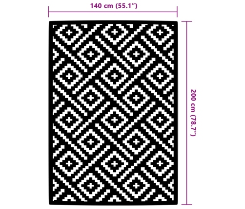 Alfombra de exterior ARAKIL blanco y negro 140x200 cm PP