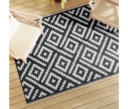 Alfombra de exterior ARAKIL blanco y negro 140x200 cm PP