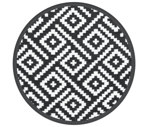 Alfombra de exterior ARAKIL blanco y negro Ø120 cm PP