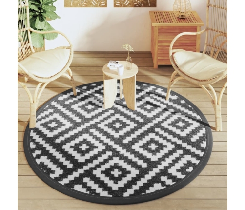 Alfombra de exterior ARAKIL blanco y negro Ø160 cm PP