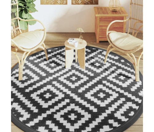 Alfombra de exterior ARAKIL blanco y negro Ø200 cm PP