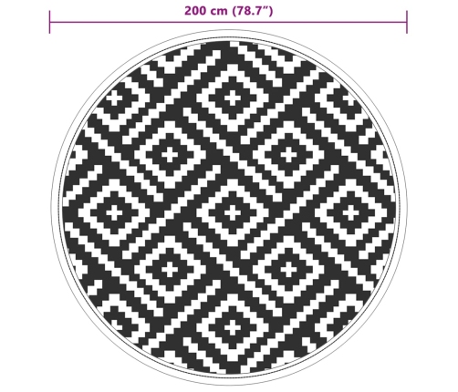 Alfombra de exterior ARAKIL blanco y negro Ø200 cm PP