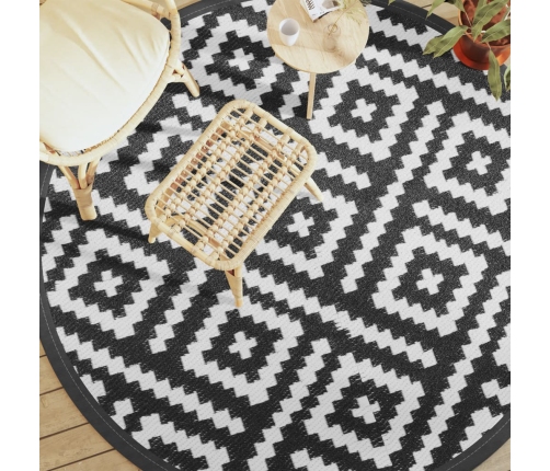 Alfombra de exterior ARAKIL blanco y negro Ø200 cm PP