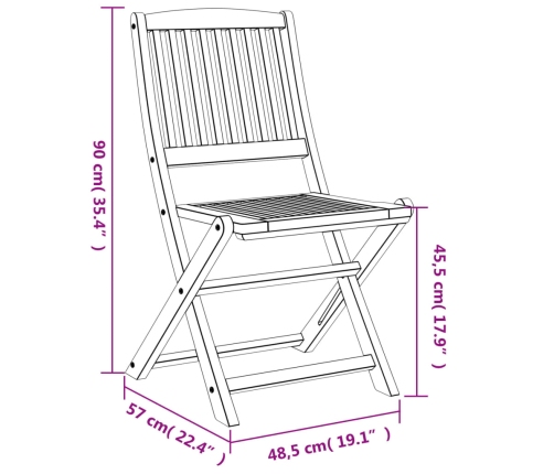 Sillas de jardín plegables 2 uds madera acacia 57x48,5x90 cm