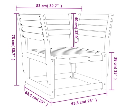 Silla de jardín madera madera maciza de pino marrón cera