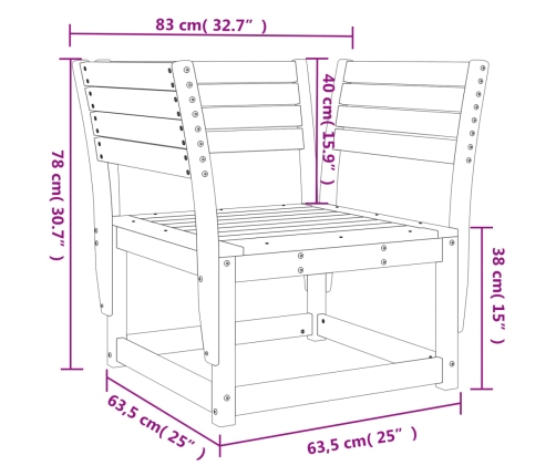 Silla de jardín madera impregnada de pino