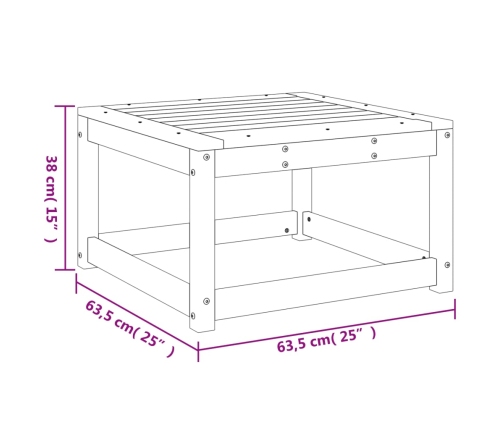 Taburete de jardín madera maciza de pino marrón cera