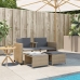 Sofá de jardín 2 plazas con mesa y taburetes ratán PE beige