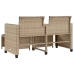 Sofá de jardín 2 plazas con mesa y taburetes ratán PE beige