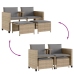 Sofá de jardín 2 plazas con mesa y taburetes ratán PE beige