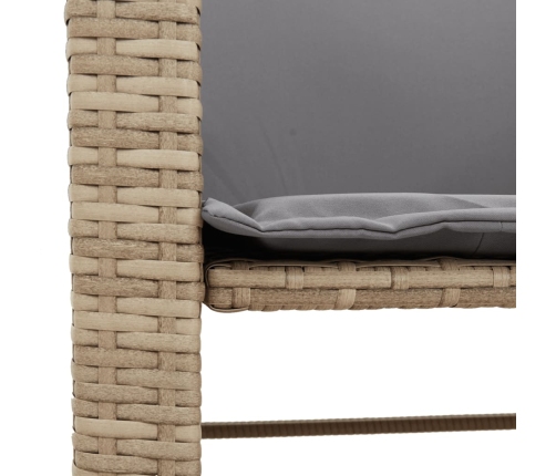 Sofá de jardín 2 plazas con mesa y taburetes ratán PE beige