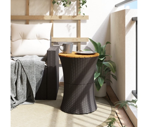 Mesa de jardín forma de tambor ratán sintético y madera negro