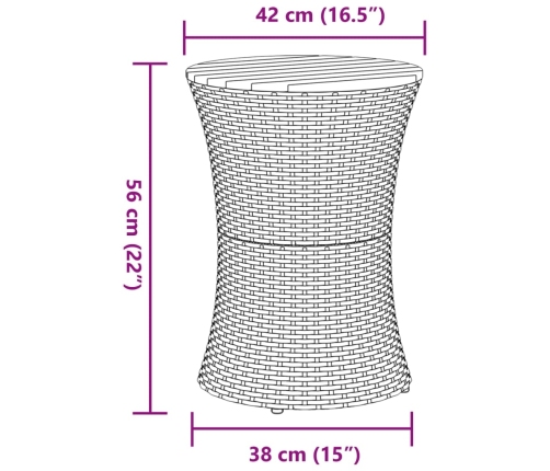 Mesa de jardín forma de tambor ratán sintético y madera beige