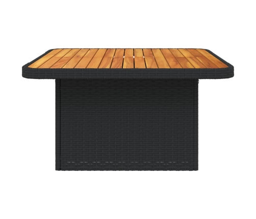 Mesa de jardín ratán sintético y acacia maciza negro 70x70x72cm