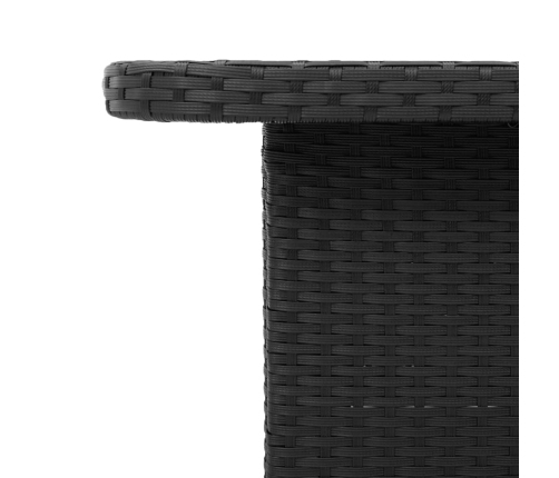 Mesa de jardín ratán sintético y acacia maciza negro 70x70x72cm