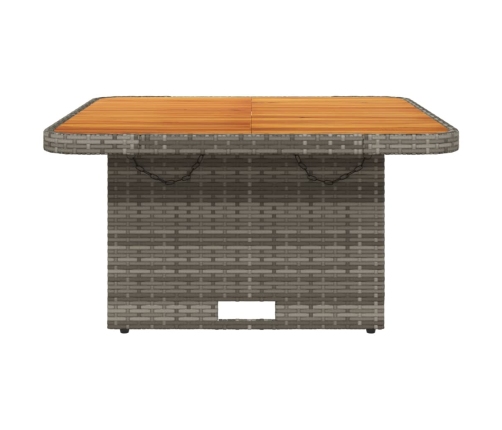 Mesa de jardín ratán sintético y madera acacia gris 80x80x71 cm