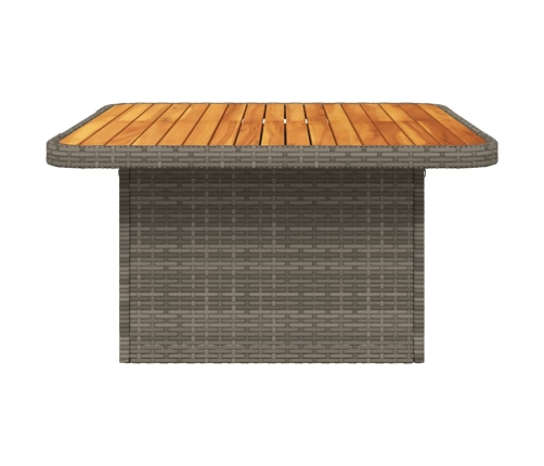 vidaXL Mesa de jardín ratán sintético y madera acacia gris 80x80x71 cm