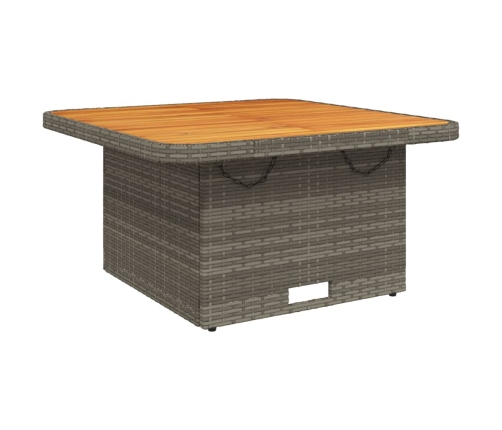 Mesa de jardín ratán sintético y madera acacia gris 80x80x71 cm