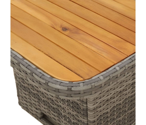 Mesa de jardín ratán sintético y madera acacia gris 80x80x71 cm