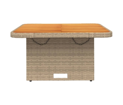 Mesa de jardín ratán sintético madera acacia beige 80x80x71 cm