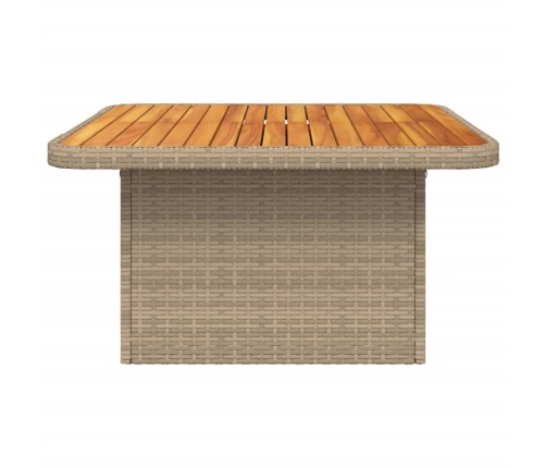 Mesa de jardín ratán sintético madera acacia beige 80x80x71 cm