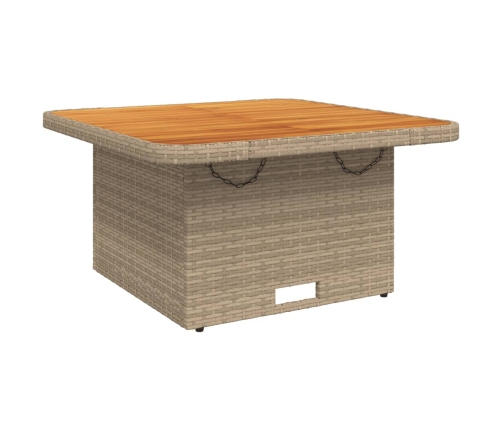 Mesa de jardín ratán sintético madera acacia beige 80x80x71 cm