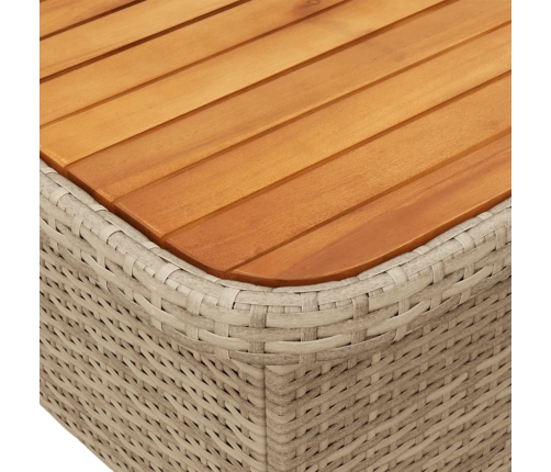 Mesa de jardín ratán sintético madera acacia beige 80x80x71 cm