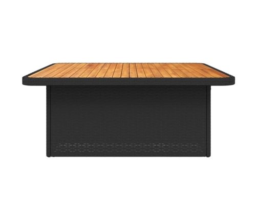 Mesa de jardín madera de acacia y ratán PE negro 110x110x71 cm