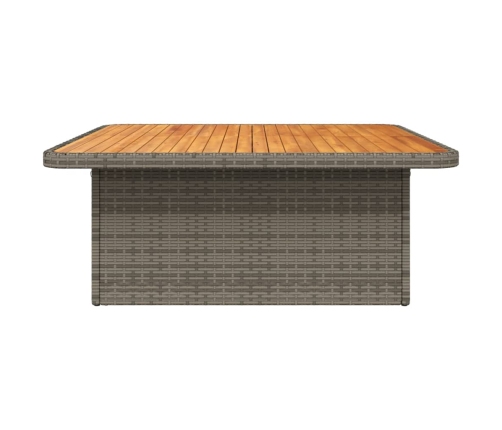 Mesa de jardín ratán PE y madera acacia gris 110x110x71 cm