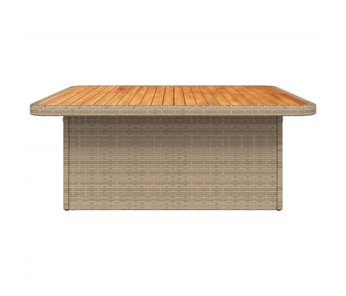 Mesa de jardín madera de acacia y ratán PE beige 110x110x71 cm