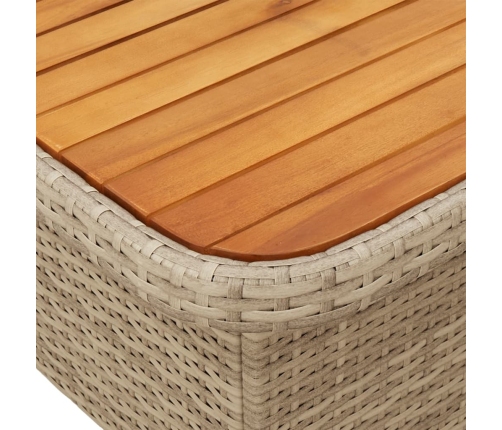 Mesa de jardín madera de acacia y ratán PE beige 110x110x71 cm