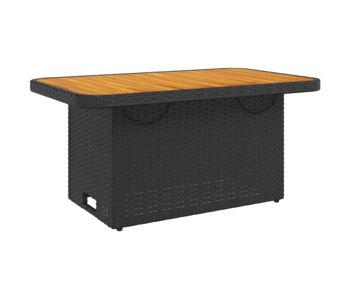 Mesa de jardín madera de acacia y ratán PE negro 90x55x71 cm