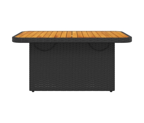 Mesa de jardín madera de acacia y ratán PE negro 90x55x71 cm