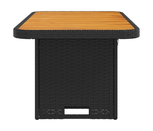 Mesa de jardín madera de acacia y ratán PE negro 90x55x71 cm