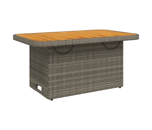 Mesa de jardín ratán sintético y madera acacia gris 90x55x71 cm