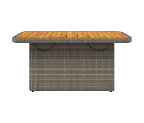 Mesa de jardín ratán sintético y madera acacia gris 90x55x71 cm