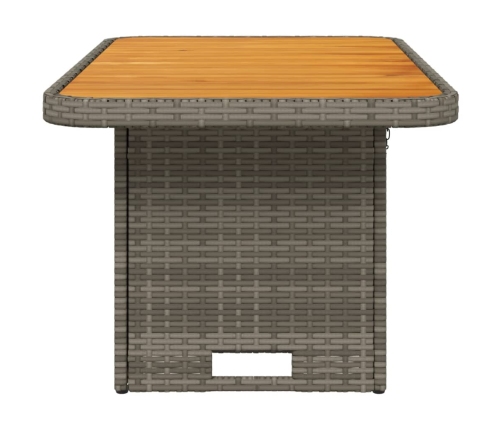 Mesa de jardín ratán sintético y madera acacia gris 90x55x71 cm