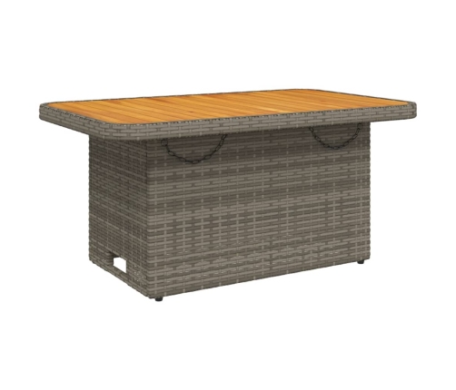 Mesa de jardín ratán sintético y madera acacia gris 90x55x71 cm