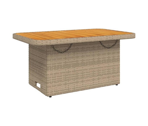 Mesa de jardín ratán sintético madera acacia beige 90x55x71 cm