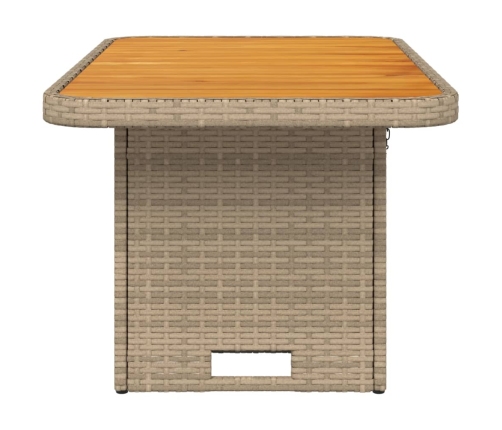 Mesa de jardín ratán sintético madera acacia beige 90x55x71 cm