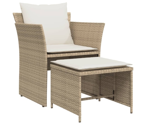Sillón de jardín con reposapiés ratán sintético beige