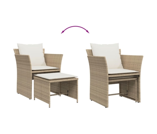 Sillón de jardín con reposapiés ratán sintético beige