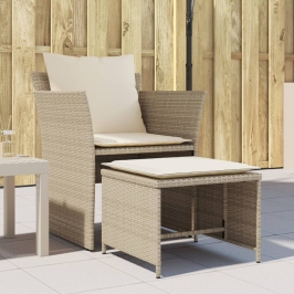 Sillón de jardín con reposapiés ratán sintético beige
