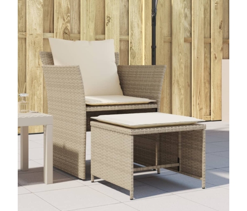 Sillón de jardín con reposapiés ratán sintético beige