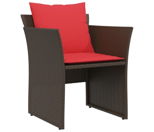 Sillón de jardín con reposapiés ratán sintético marrón