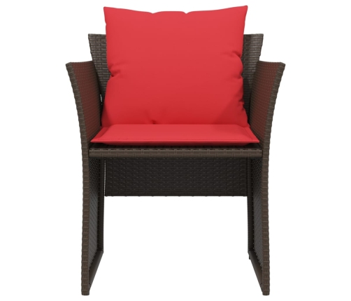 Sillón de jardín con reposapiés ratán sintético marrón
